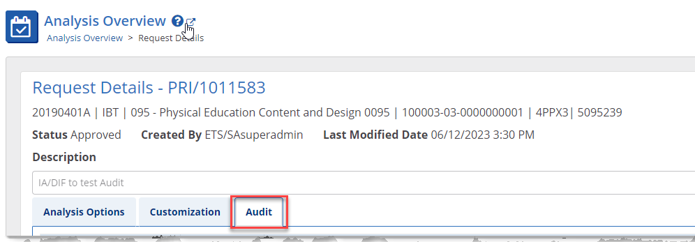 Request Details Audit